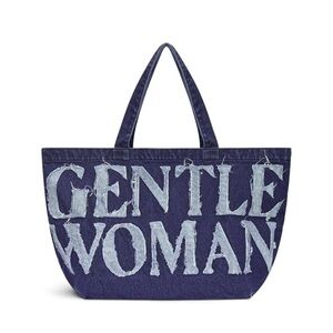 GENTLEWOMAN DENIM NAVY TOTE BAG RUGGED LOGO NWT